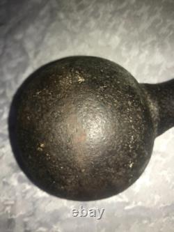 RARE Haltère ANTIQUE en Fonte Ronde GLOBE 25# POIDS à MAIN Barbell