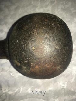 RARE Haltère ANTIQUE en Fonte Ronde GLOBE 25# POIDS à MAIN Barbell
