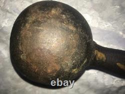 RARE Haltère ANTIQUE en Fonte Ronde GLOBE 25# POIDS à MAIN Barbell