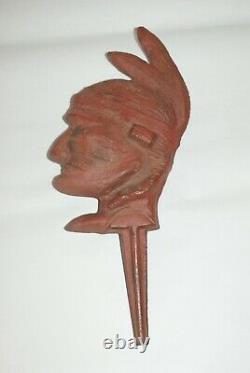 Rare Antique Cast Iron Indian Head Moulin À Vent Poids 8 Lbs 12 Oz