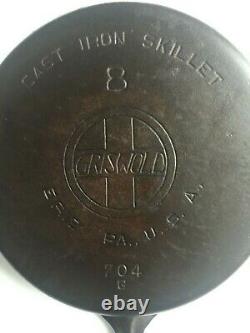 Rare Griswold #8 Cast Iron Skillet 704g Slant Logo Epu Fond Lisse Avant 1929