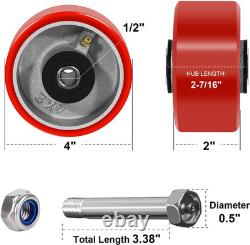 Roues pivotantes 4 X 2, roues industrielles lourdes, polyuréthane sur fonte W