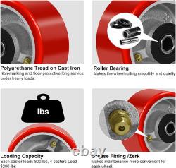 Roues pivotantes 4 X 2, roues industrielles lourdes, polyuréthane sur fonte W