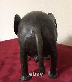 Sculpture d'éléphant en métal bronze/fonte vintage, rustique, faite à la main, de 10 livres.