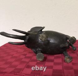Sculpture d'éléphant en métal bronze/fonte vintage, rustique, faite à la main, de 10 livres.