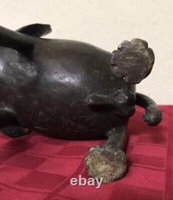 Sculpture d'éléphant en métal bronze/fonte vintage, rustique, faite à la main, de 10 livres.