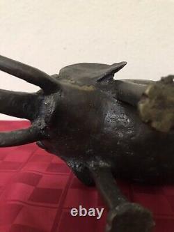 Sculpture d'éléphant en métal bronze/fonte vintage, rustique, faite à la main, de 10 livres.