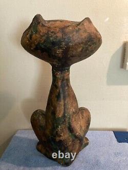 Sculpture de chat en fonte moderne du milieu du siècle en métal, hauteur de 17 pouces, 14 livres.