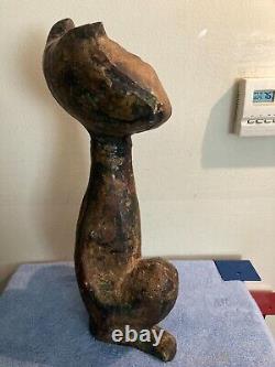 Sculpture de chat en fonte moderne du milieu du siècle en métal, hauteur de 17 pouces, 14 livres.