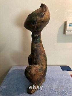 Sculpture de chat en fonte moderne du milieu du siècle en métal, hauteur de 17 pouces, 14 livres.