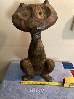Sculpture de chat en fonte moderne du milieu du siècle en métal, hauteur de 17 pouces, 14 livres.