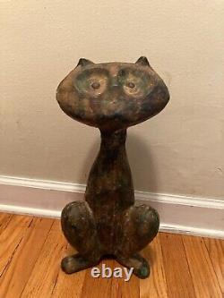 Sculpture de chat en fonte moderne du milieu du siècle en métal, hauteur de 17 pouces, 14 livres.