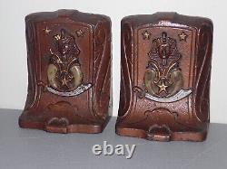 Serre-livres antiques des Shriners, années 1920, en fonte, sphinx, 12 livres