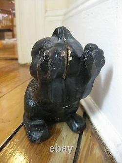 Serre-livres / cale-porte en fonte d'art vintage en forme de chaton très lourd 4,5 livres, chat noir