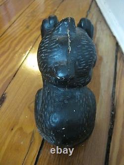 Serre-livres / cale-porte en fonte d'art vintage en forme de chaton très lourd 4,5 livres, chat noir