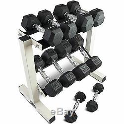 Set Haltère 150lb Rack Caoutchouc Hex Poids Set Commercial Fitness Gym Equipment
