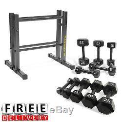 Set Haltère 150lb Rack Fer Poids Commercial Gym Fitness Equipment Exercice
