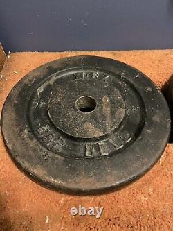 Utilisé 2 Lot Vintage 75 Pound York Barbell Weight Plates (150 Lbs Au Total)