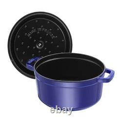 VENTE CHAUDE Cocotte en Fonte Staub 7 qt, Ronde, Bleu Foncé