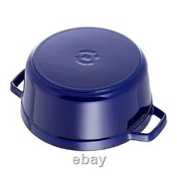 VENTE CHAUDE Cocotte en Fonte Staub 7 qt, Ronde, Bleu Foncé