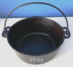 VTG RARE WAGNER WARE SIDNEY O CASSEROLE EN FER FORGÉ 1267 AVEC COUVERCLE, ANSE & PLATEAU D'ÉGOUTTEMENT