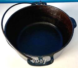 VTG RARE WAGNER WARE SIDNEY O CASSEROLE EN FER FORGÉ 1267 AVEC COUVERCLE, ANSE & PLATEAU D'ÉGOUTTEMENT