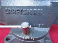 Vintage 39 Lb Craftsman 5-1 / 2 Dents De La Mer Étau Tuyau Base Pivotante Mâchoires # 51871, États-unis