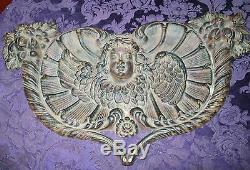Vintage Cherub Angel Fonte Repousse Coeur 22x14 16lb Coeur Plaque Fleurs
