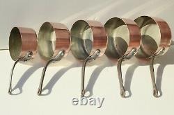 Vintage Copper Pan Sauce Pan Ensemble De 5 Poignées En Fonte Doublées D’étain 8.8lbs
