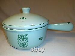 Vintage Dru Holland Blue Green Tulip Enamel Cast Iron Pot #16