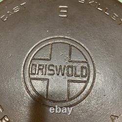 Vintage Griswold Cast Iron #9 Skillet Large Logo 11 Légère Tache Restaurée
