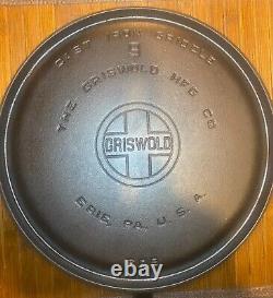 Vintage Griswold Fonte Ronde Grille # 9 609 Grand Bloc Rare Condition