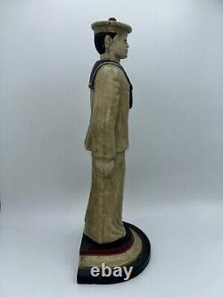 Vintage LITTCO 13 1/2 POUCES TALL CAST IRON SAILOR DOORSTOP 8 LBS Peinture originale