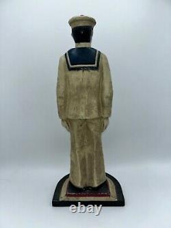 Vintage LITTCO 13 1/2 POUCES TALL CAST IRON SAILOR DOORSTOP 8 LBS Peinture originale