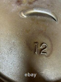 Vintage Lodge non marqué #12 CO D USA Pot en fonte Camp Dutch Oven avec couvercle à trois pieds