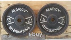 Vintage Marcy International Olympic 2 Assiettes De Poids 44 Lb/20 Kgs Paire Fonte