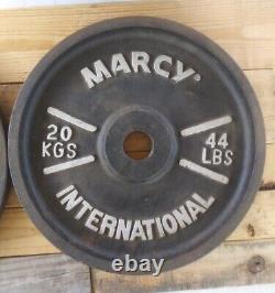 Vintage Marcy International Olympic 2 Assiettes De Poids 44 Lb/20 Kgs Paire Fonte