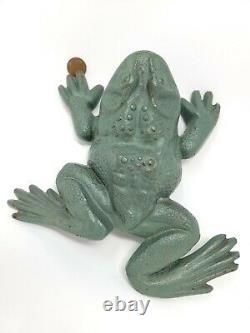 Vintage Virginia Metalcrafters Cast Iron Frog Green Bullfrog Doorstop Rare 4 Lbs