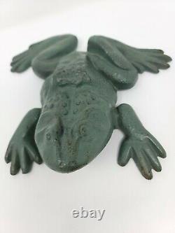 Vintage Virginia Metalcrafters Cast Iron Frog Green Bullfrog Doorstop Rare 4 Lbs
