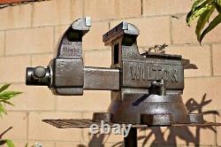 Vintage Wilton 1645, 5'' Jaw Swivel Anvil Vise, Schiller Park ILL Usa, 37 Lbs Vice