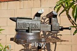 Vintage Wilton 1645, 5'' Jaw Swivel Anvil Vise, Schiller Park ILL Usa, 37 Lbs Vice