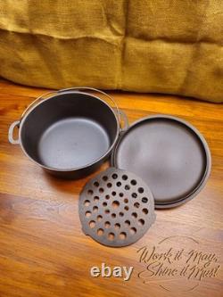 Vollrath #8 Faitout en Fonte Rétro Rénové 3 Pièces (Base, Trépied, Couvercle)