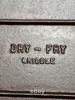 Vtg Dry-fry Griddle Cast Iron Birmingham Poêle/plage Bsr 19 X 11