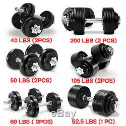 Yes4all 40 Set Haltère 200 Lb Fonte Poids Réglable Fer Haltères Fitness